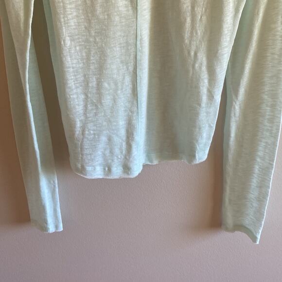 NWT Free People Caroline Mock Turtleneck Smocked Top Iced Aqua Mint Top - Picture 7 of 9